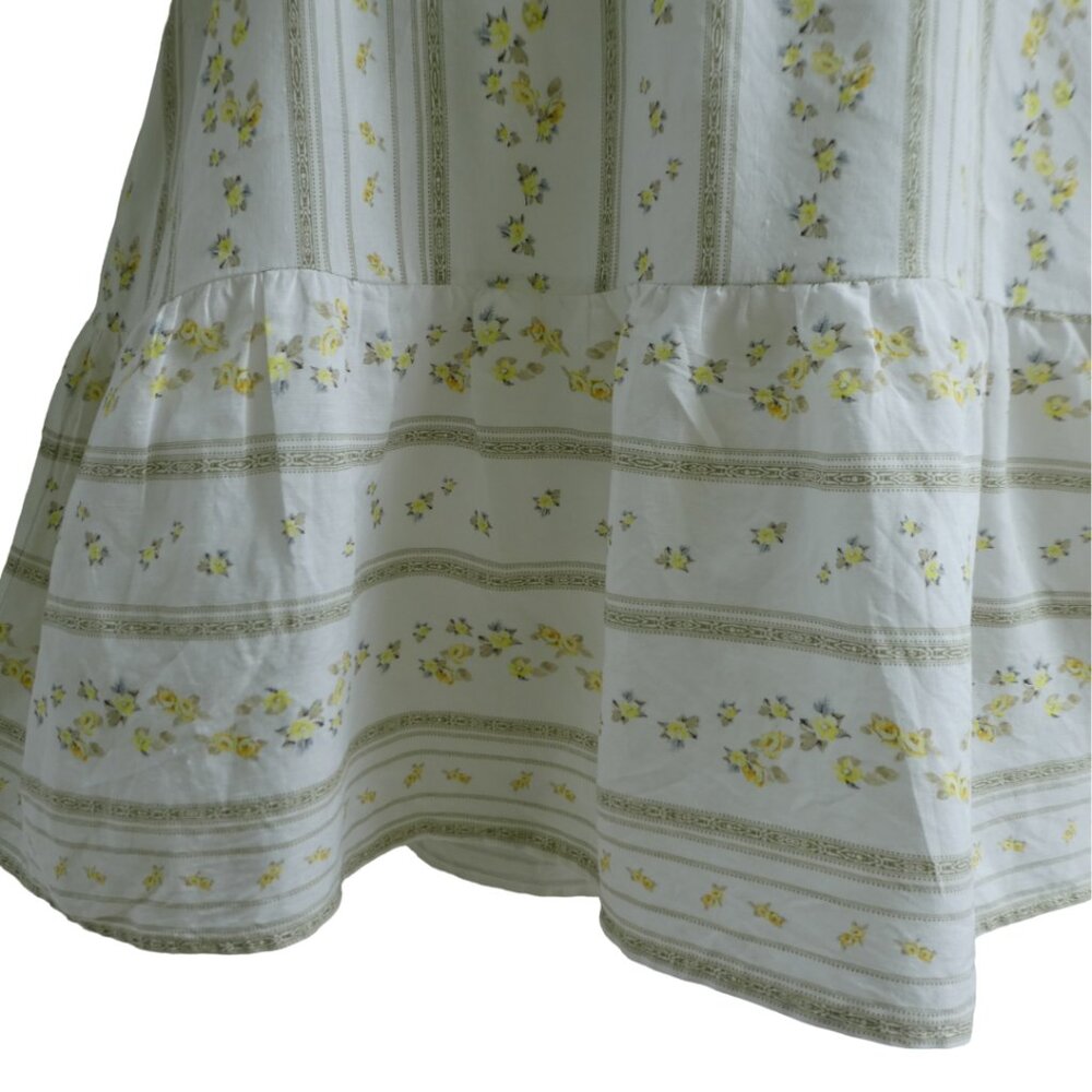 LiNeN Antonio Melani Country Muriel Floral Midi Skirt Prairie Ruffle Hem Cottage - Picture 3 of 7